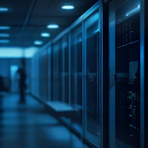 Server in un data center con tecnico che controlla i log di sistema